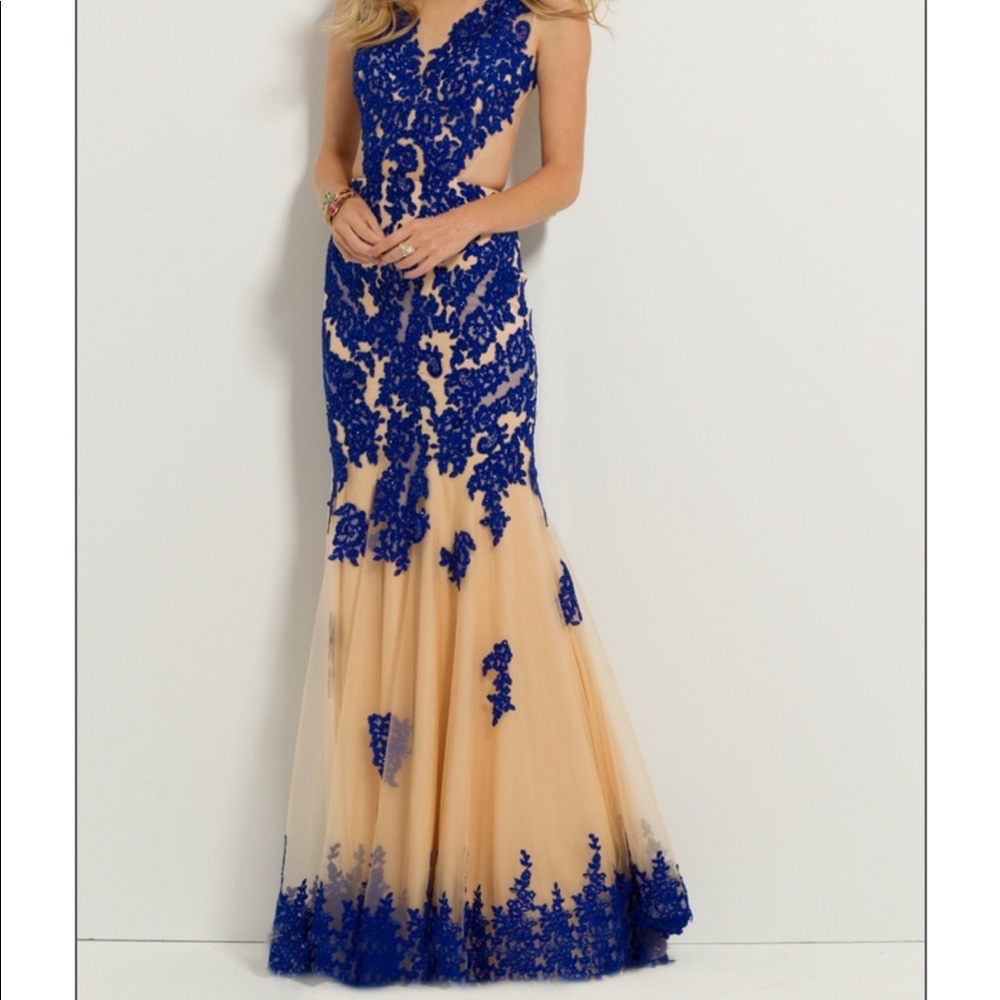 Illusion Appliqué Mermaid Dress